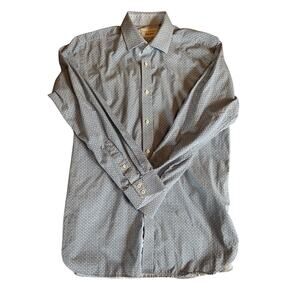 Ted Baker Endurance Blue Geometric Print Long Sleeve Button Up. Size 15.5 32/33